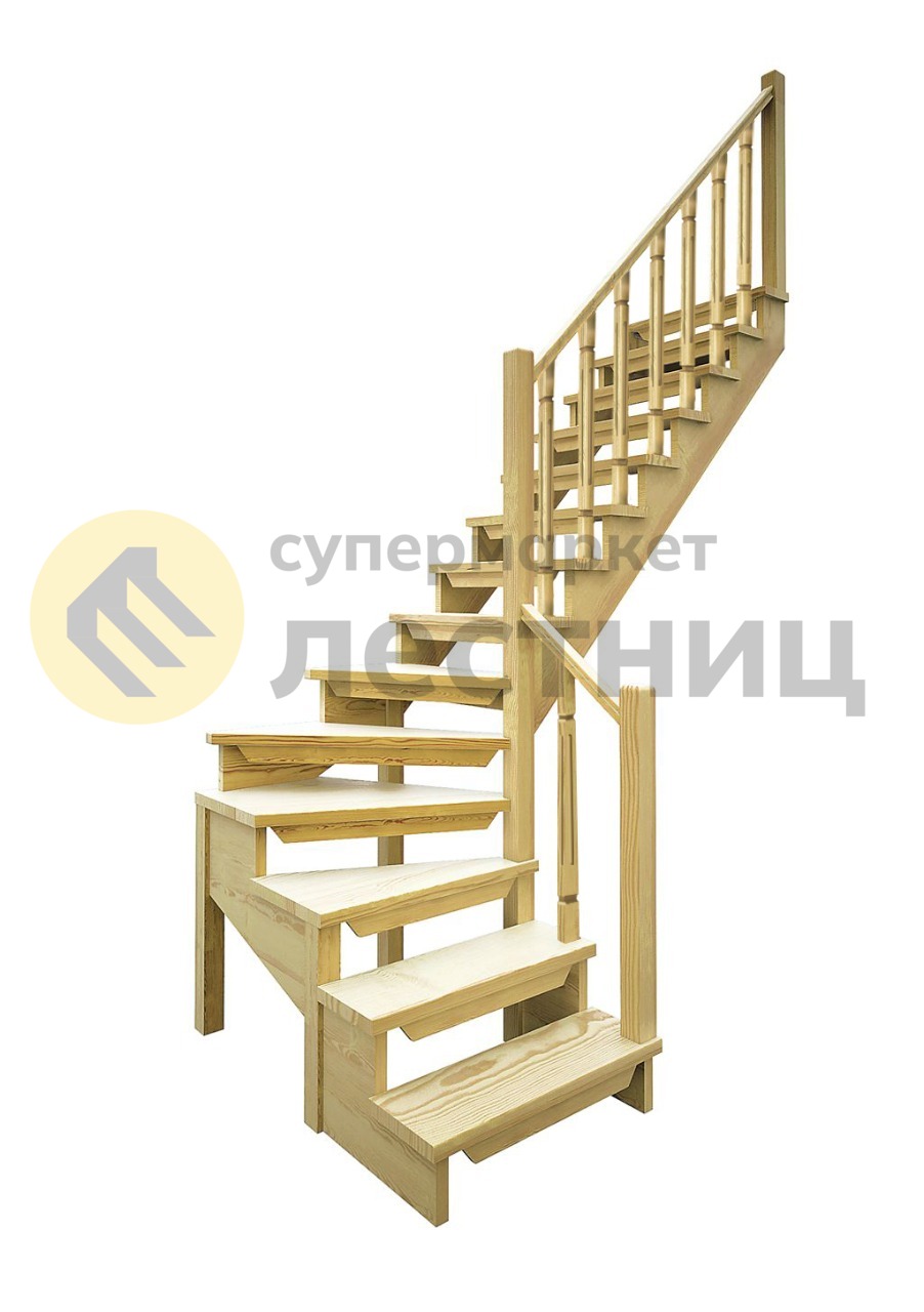 Деревянная межэтажная лестница ЛЕС-09