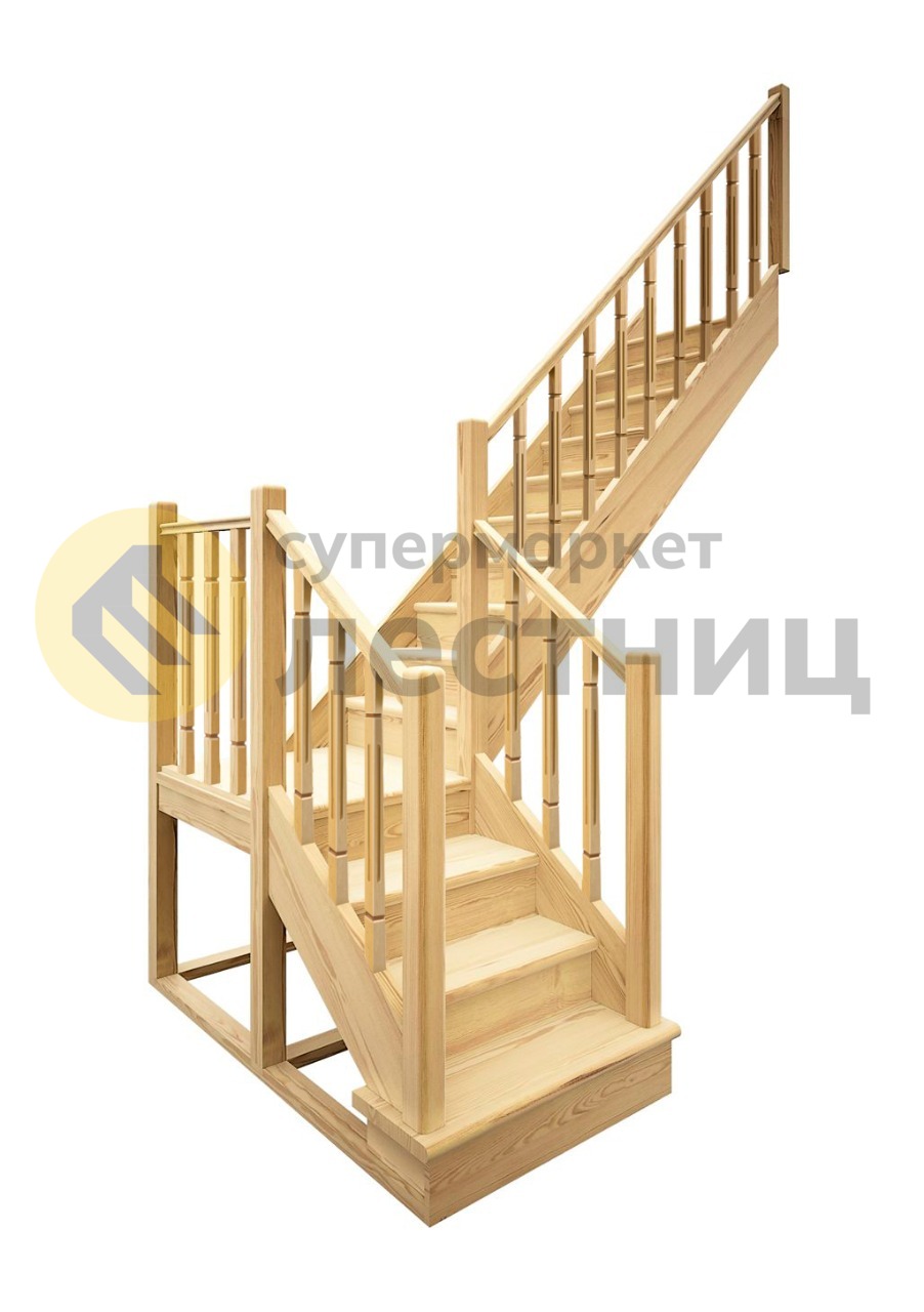 Деревянная межэтажная лестница ЛЕС-04